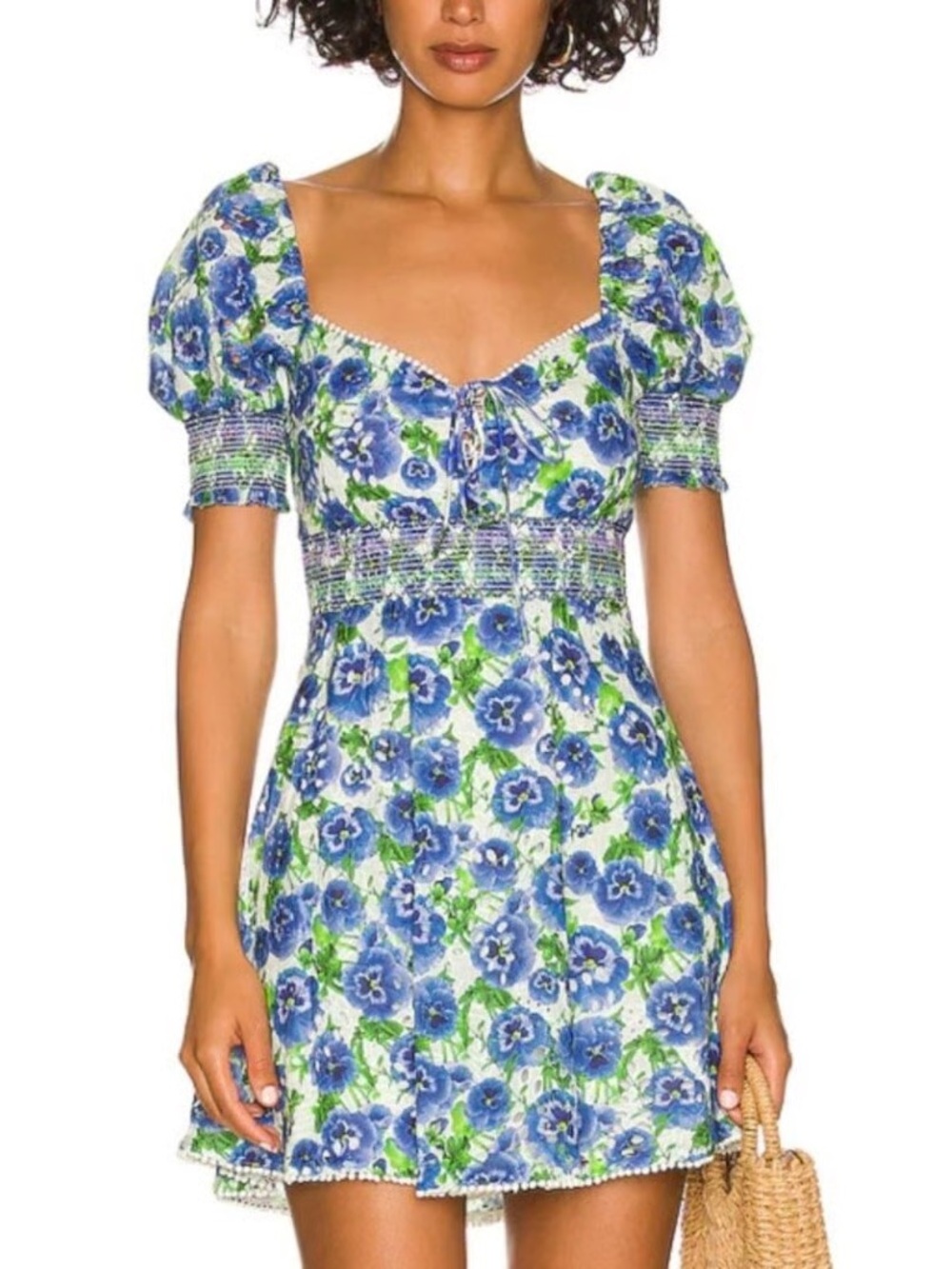 Alice + Olivia Crawford Pansy Floral Puff Sleeve Mini Dress